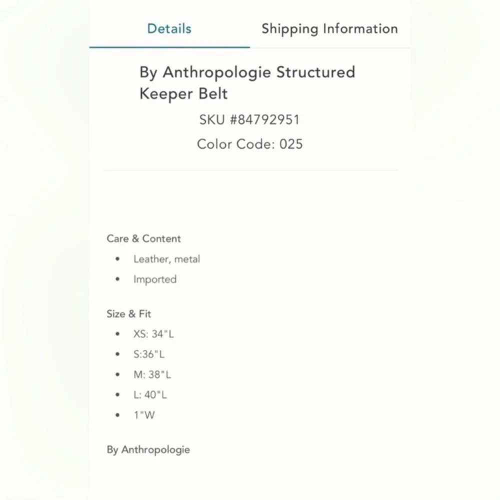 Anthropologie structured keeper belt in Honey NWT